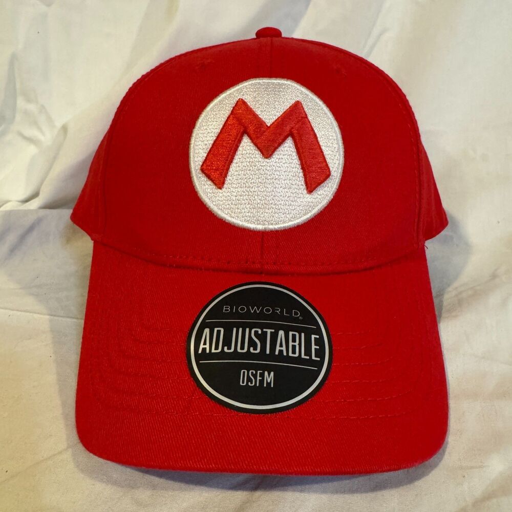 Nintendo Super Mario Hat Bioworld Red Cosplay Baseball Cap Embroidered Logo NWT